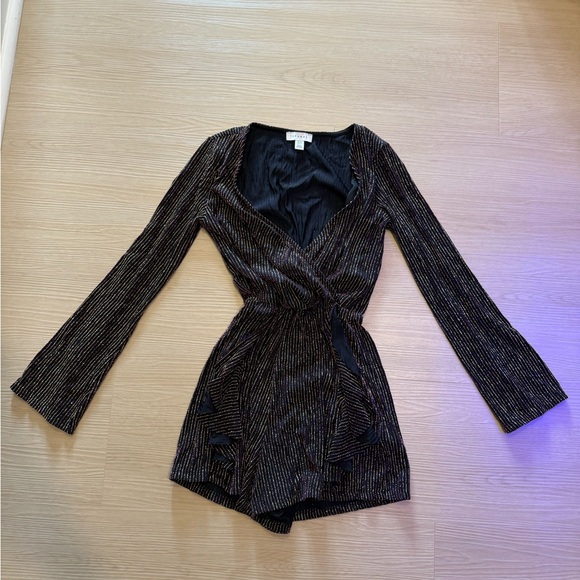 Topshop Pants - Topshop Black and Gold Long Sleeve Dress